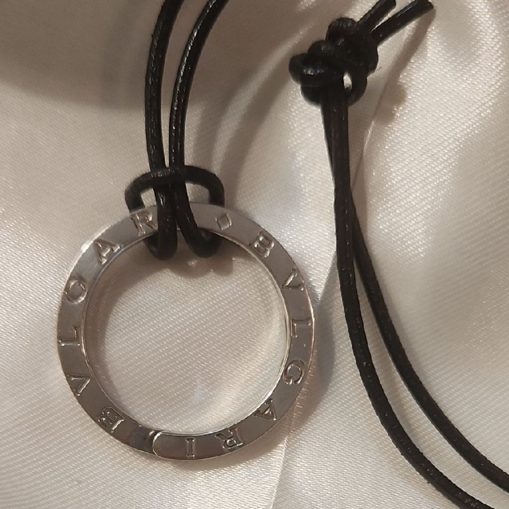 Bvlgari Black and Silver Circle Necklace